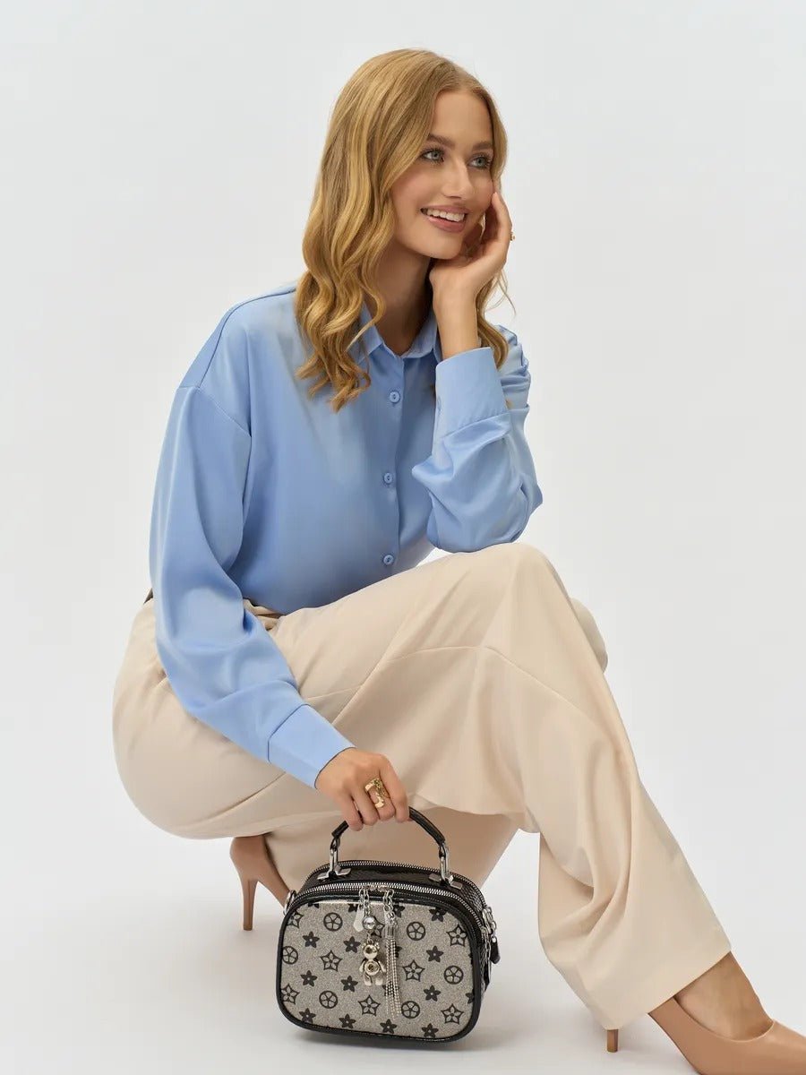 Sac à main bandoulière femme, sac à main à motif brillant, sac porté travers compact, chic fantaisie, mini sac rigide, modèle Audrey - Sac à main - Style 2