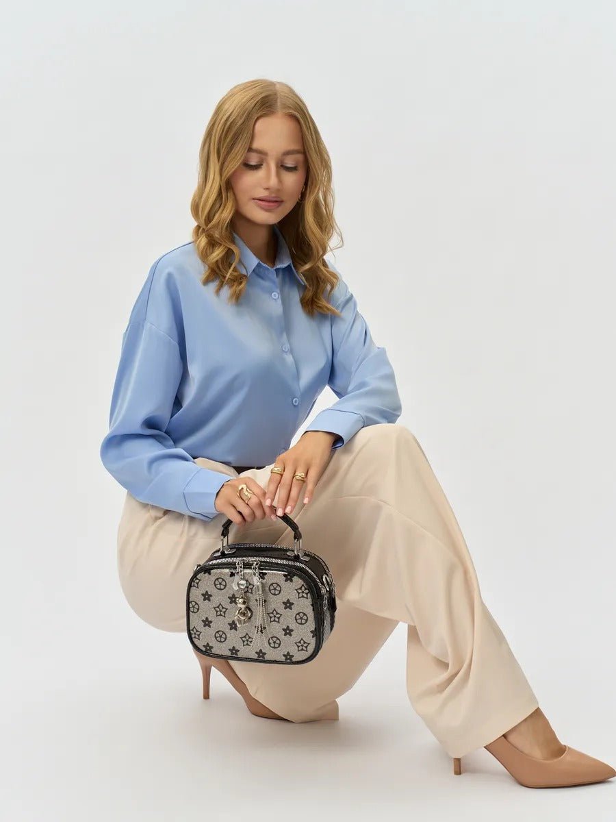 Sac à main bandoulière femme, sac à main à motif brillant, sac porté travers compact, chic fantaisie, mini sac rigide, modèle Audrey - Sac à main - Style 2