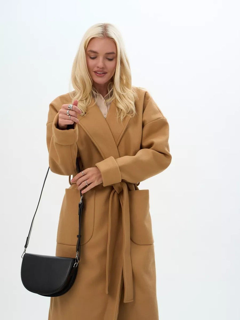 Sac à main bandoulière femme, sac demi - lune, sac PU, sac minimaliste, petit sac épaule, modèle Coloma - Sac à main - Noir