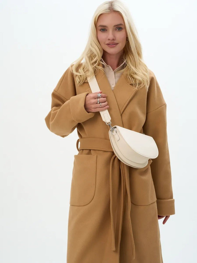 Sac à main bandoulière femme, sac demi - lune, sac PU, sac minimaliste, petit sac épaule, modèle Coloma - Sac à main - Blanc