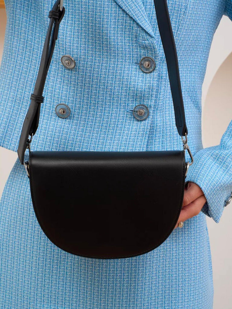 Sac à main bandoulière femme, sac demi - lune, sac PU, sac minimaliste, petit sac épaule, modèle Coloma - Sac à main - Noir