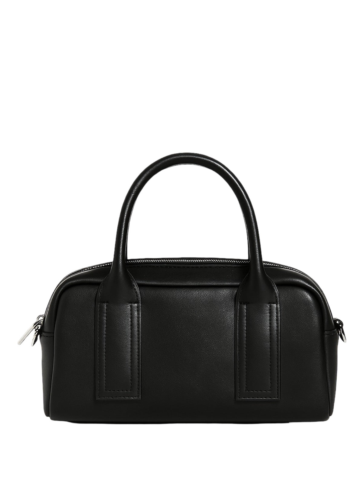 Sac à main Boston cuir, porté main, bandoulière amovible, look rétro chic, format compact, mini sac, modèle Clotilda - Sac à main - Noir