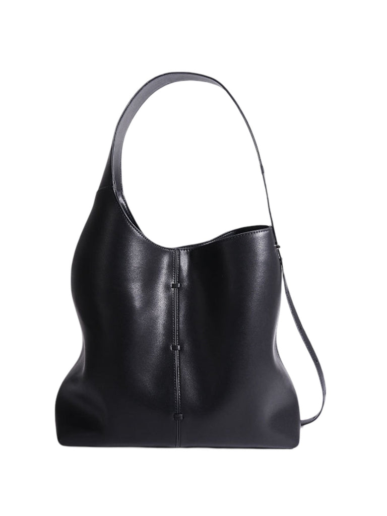 Sac à main cabas cuir, porté épaule, grande contenance, style minimaliste, fermeture magnétique, original et moderne, y2k, modèle Charite - Sac à main - Noir