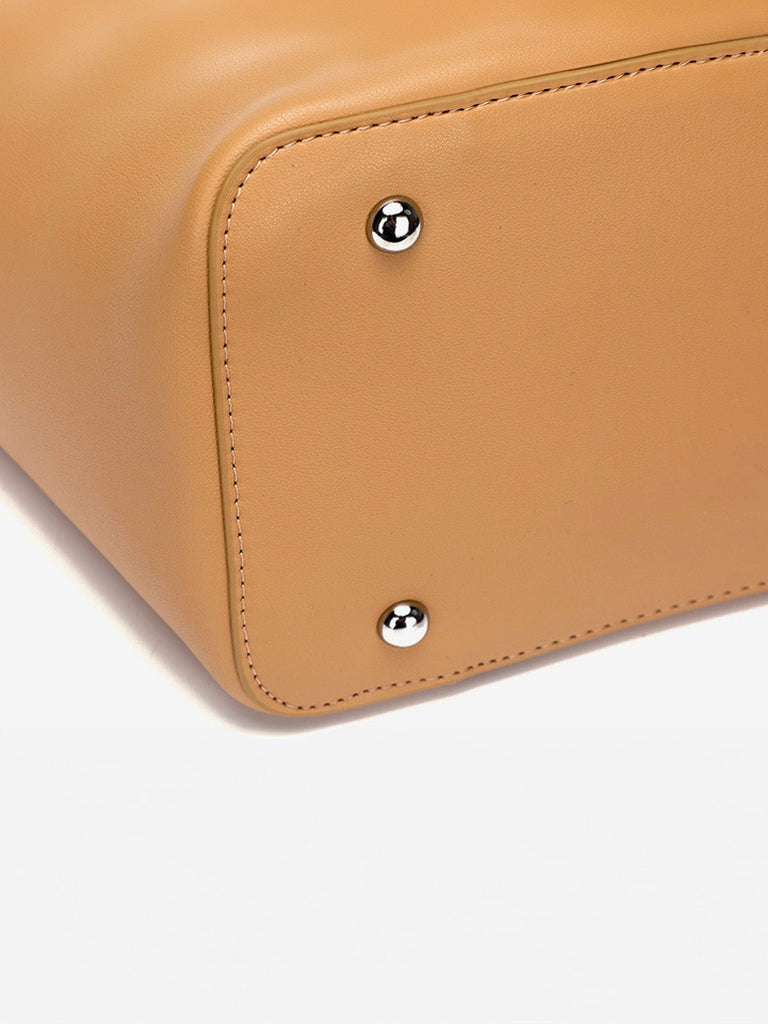 Sac à main cabas en cuir, grand format, porté épaule, compartiment zippé, souple et structuré, sac école et quotidien, modèle Cédale - Sac à main - Camel