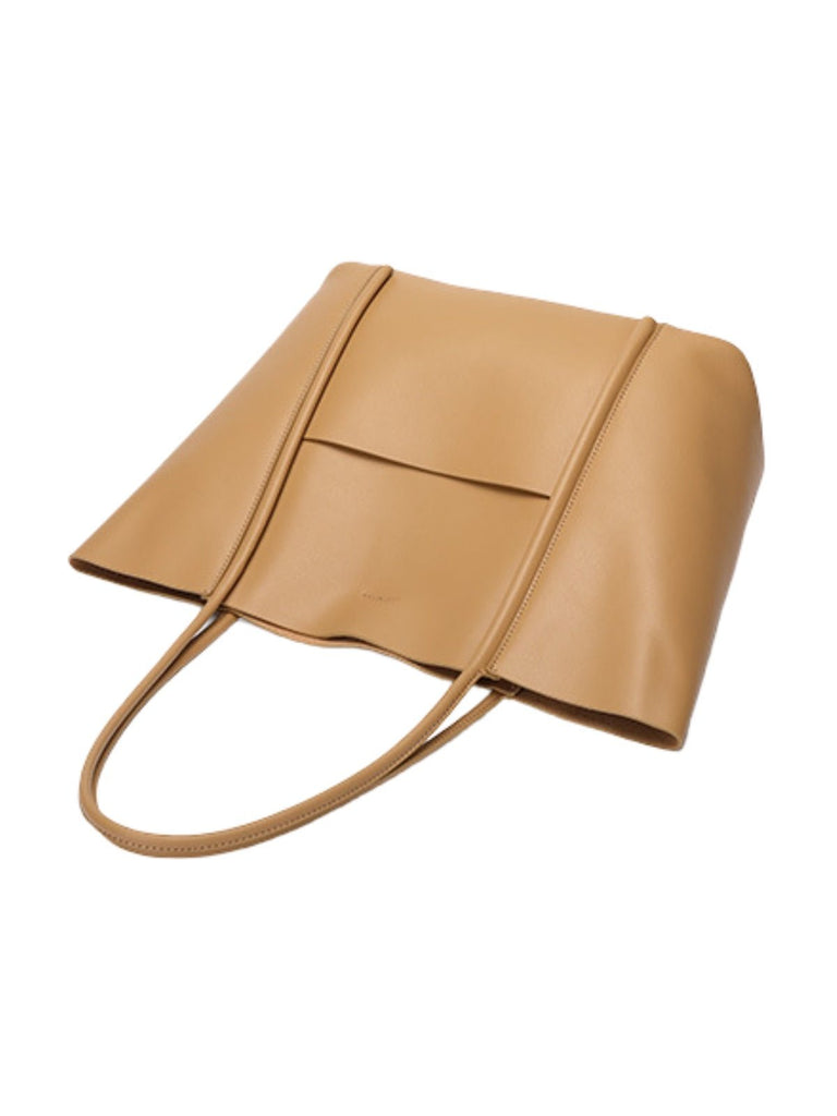 Sac à main cabas en cuir, grand format, porté épaule, compartiment zippé, souple et structuré, sac école et quotidien, modèle Cédale - Sac à main - Camel