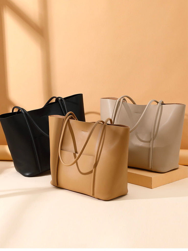 Sac à main cabas en cuir, grand format, porté épaule, compartiment zippé, souple et structuré, sac école et quotidien, modèle Cédale - Sac à main - Camel