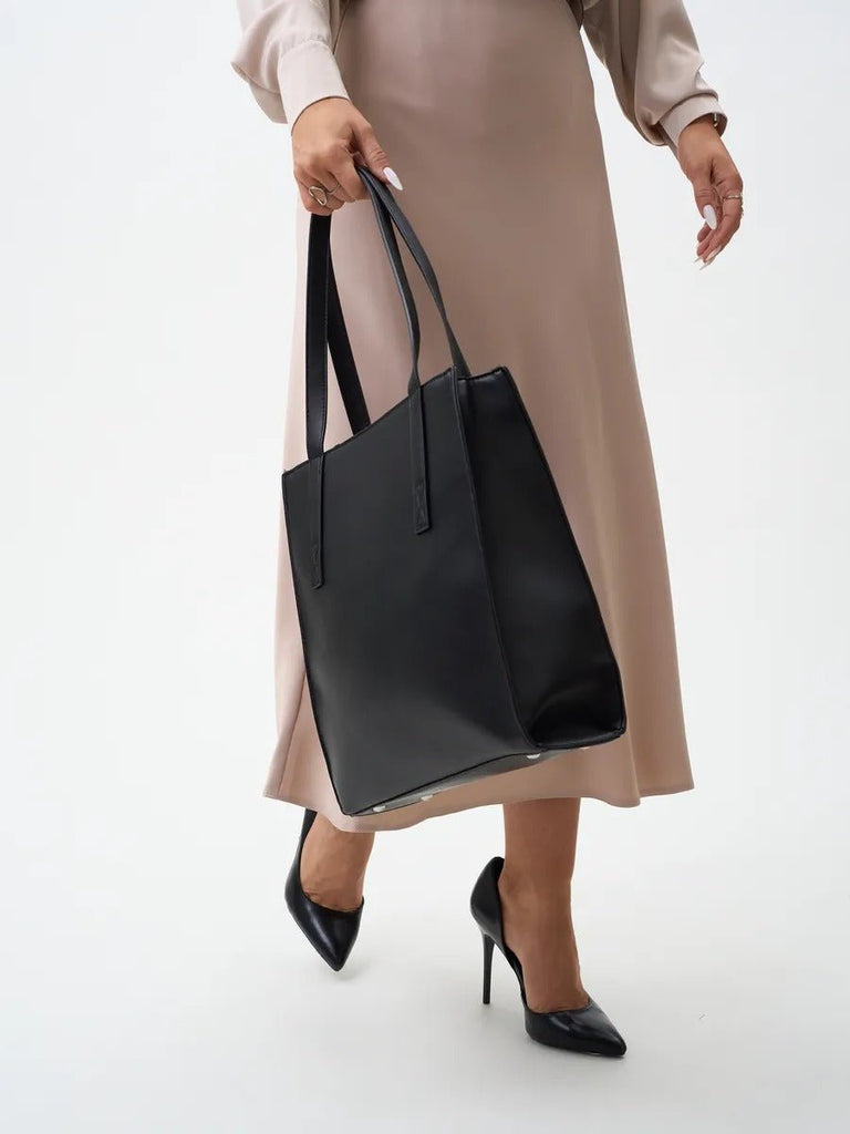 Sac à main cabas femme, grand format, porté épaule, compartiment ordinateur, fermeture zippée, sac école femme, modèle Othilie - Sac à main - Noir