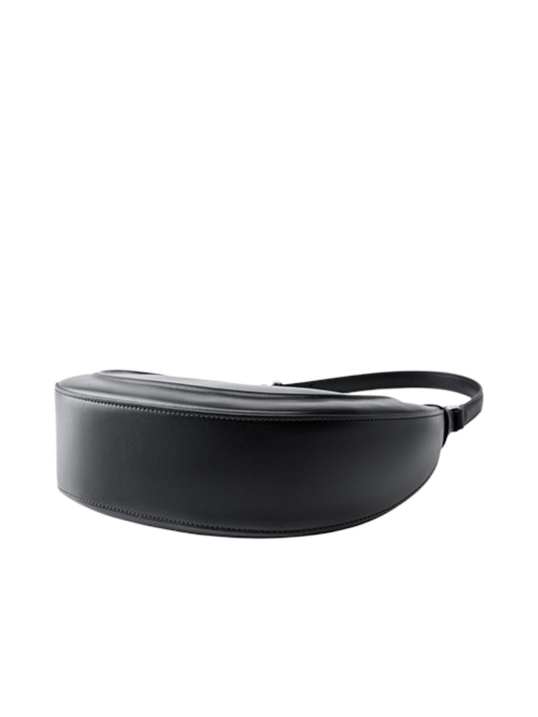 Sac à main en cuir de vache, bandoulière réglable, forme demi - lune, fermeture zippée, sac épaule femme, modèle Dilabe - Sac à main - Noir