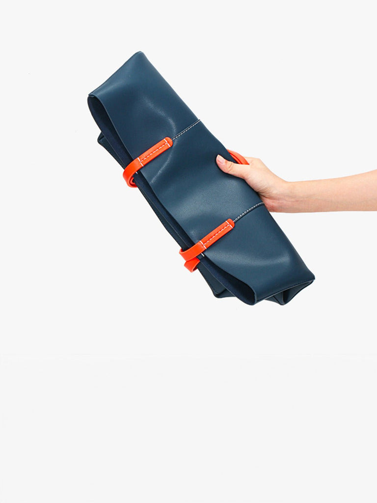 Sac à main en cuir femme, grand sac souple, sac épaule léger, sac bureau femme, sac pliable quotidien, sac cabas en cuir femme, modèle Galle - Sac à main - Bleu