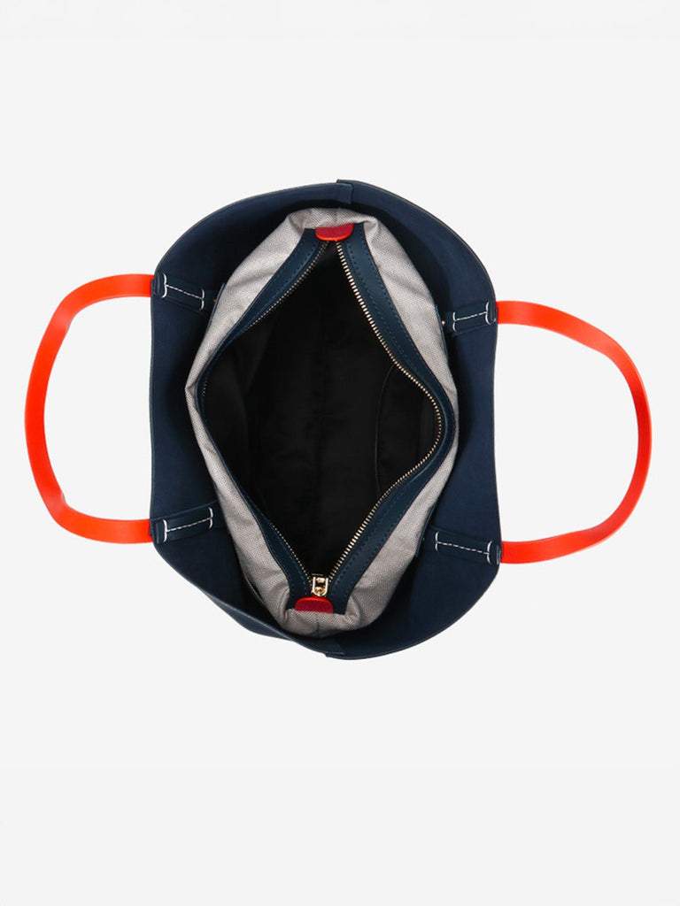 Sac à main en cuir femme, grand sac souple, sac épaule léger, sac bureau femme, sac pliable quotidien, sac cabas en cuir femme, modèle Galle - Sac à main - Bleu