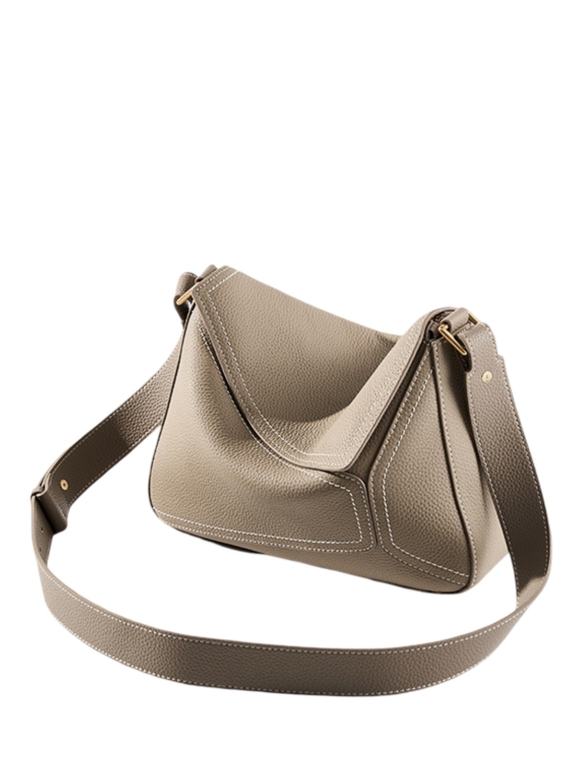 Sac à main en cuir femme, sac porté épaule, sac porté main, idéal pour le quotidien, sac à rabat chic, sac de ville spacieux, modèle Bérisse - Sac à main - Beige
