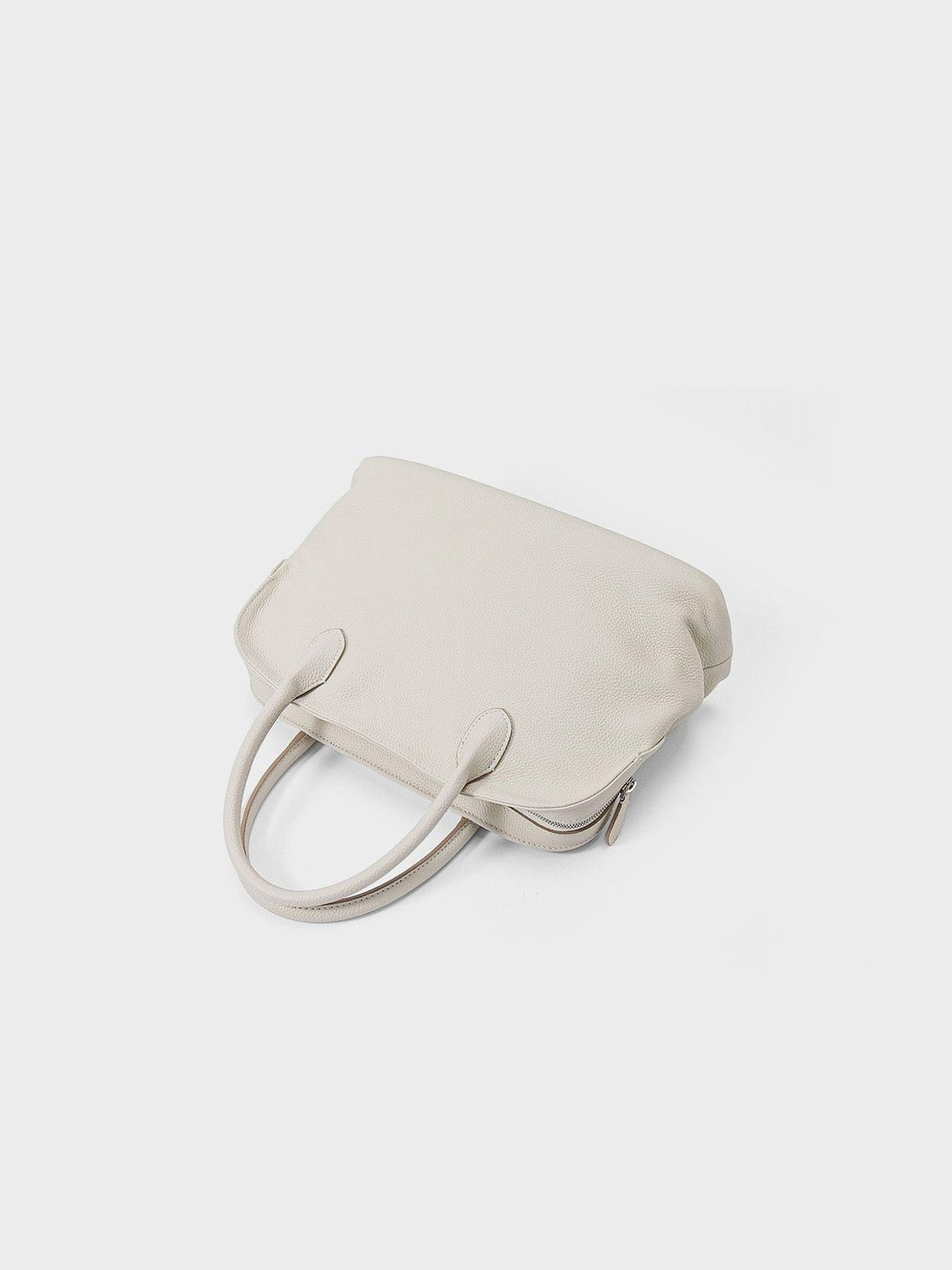 Sac à main en cuir ivoire, porté main et épaule, grande capacité, souple, zip sécurisé, modèle Andreane - Sac à main - Blanc
