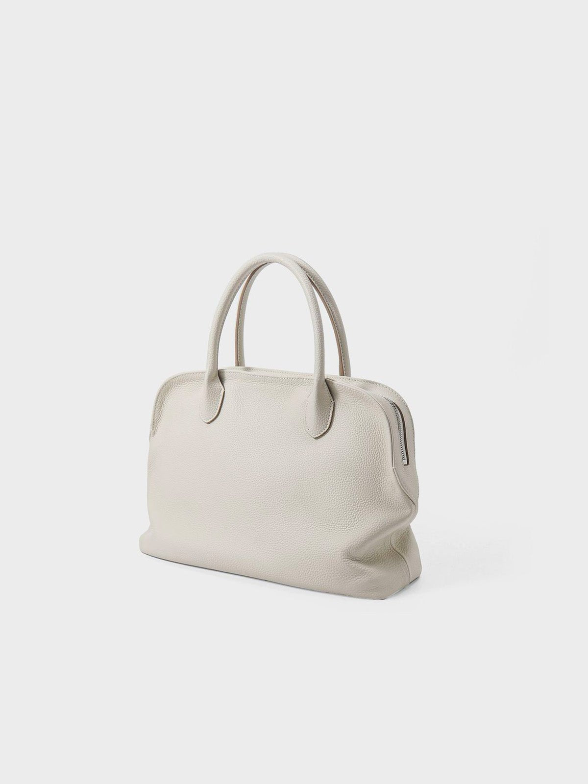 Sac à main en cuir ivoire, porté main et épaule, grande capacité, souple, zip sécurisé, modèle Andreane - Sac à main - Blanc