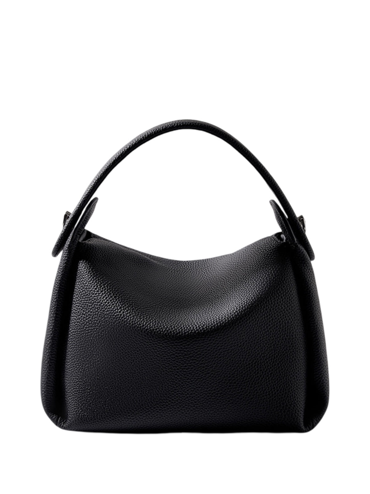 Sac à main en cuir souple femme, sac bandoulière cuir grainé, sac à main moyen format, look moderne et original, modèle Kéfrine - Sac à main - Noir