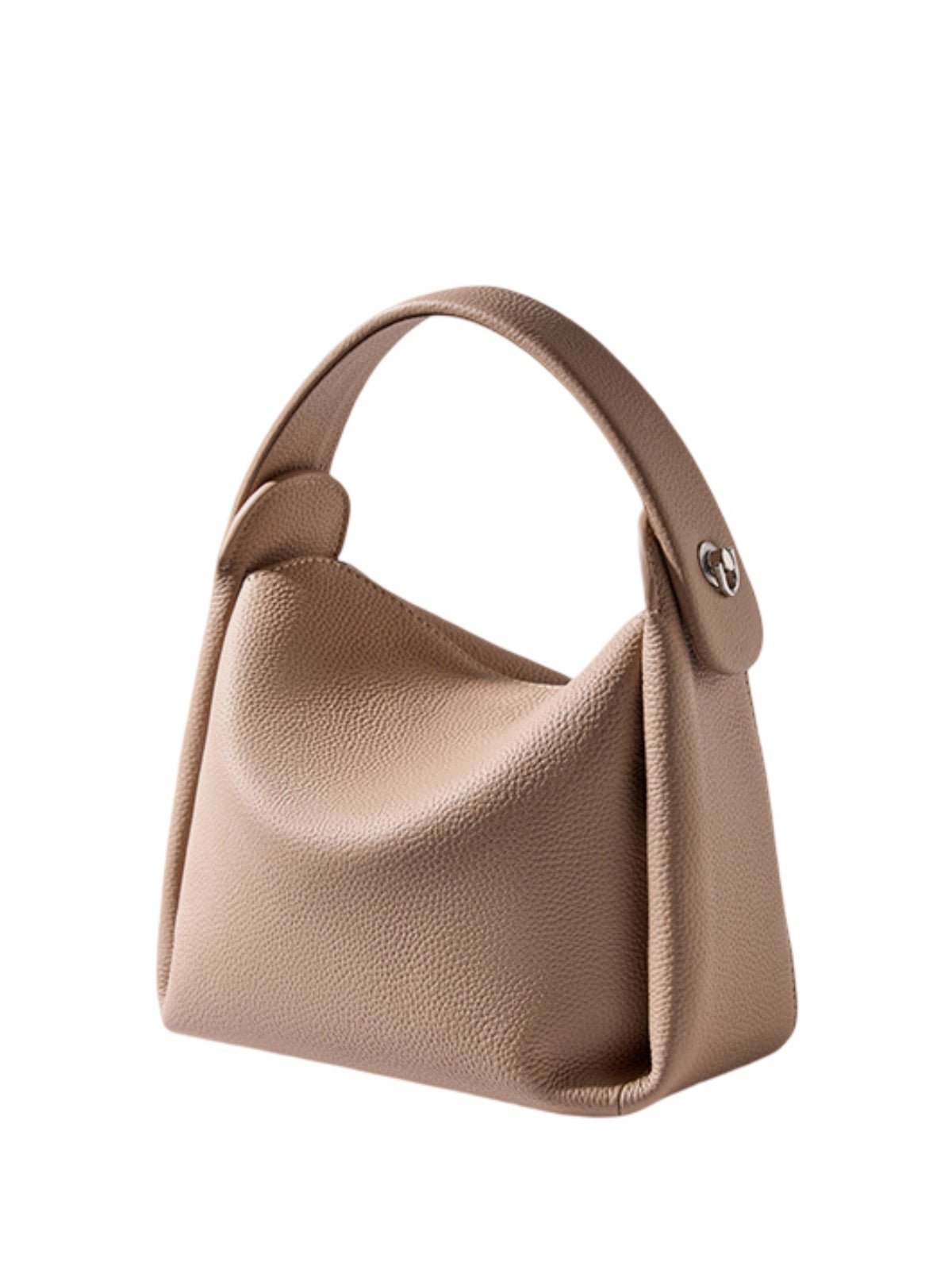 Sac à main en cuir souple femme, sac bandoulière cuir grainé, sac à main moyen format, look moderne et original, modèle Kéfrine - Sac à main - Beige