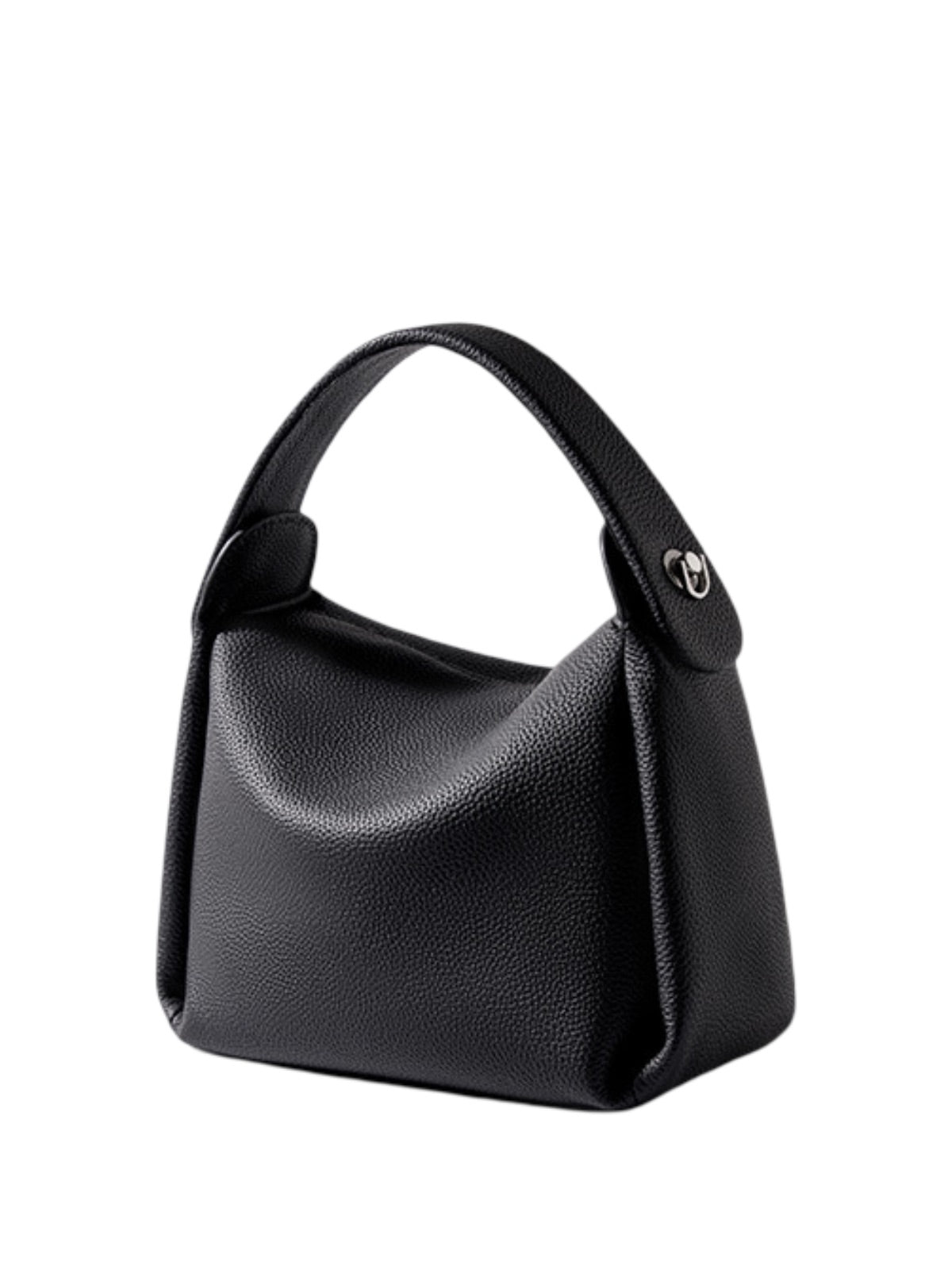 Sac à main en cuir souple femme, sac bandoulière cuir grainé, sac à main moyen format, look moderne et original, modèle Kéfrine - Sac à main - Noir
