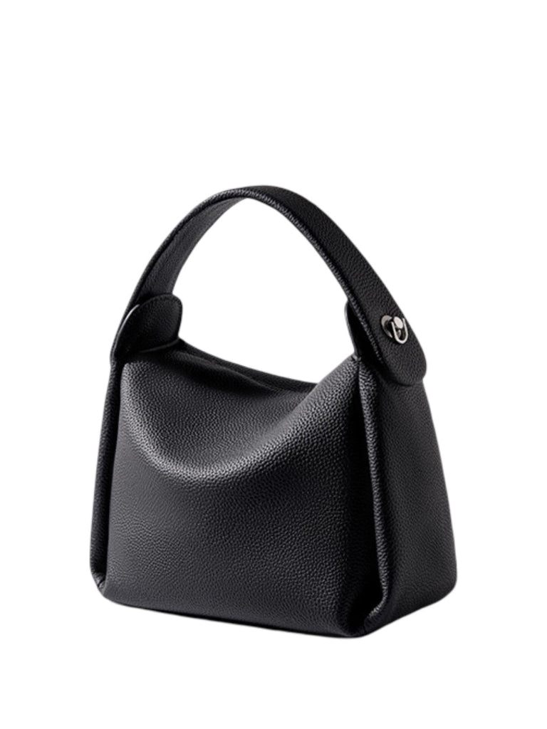 Sac à main en cuir souple femme, sac bandoulière cuir grainé, sac à main moyen format, look moderne et original, modèle Kéfrine - Sac à main - Noir