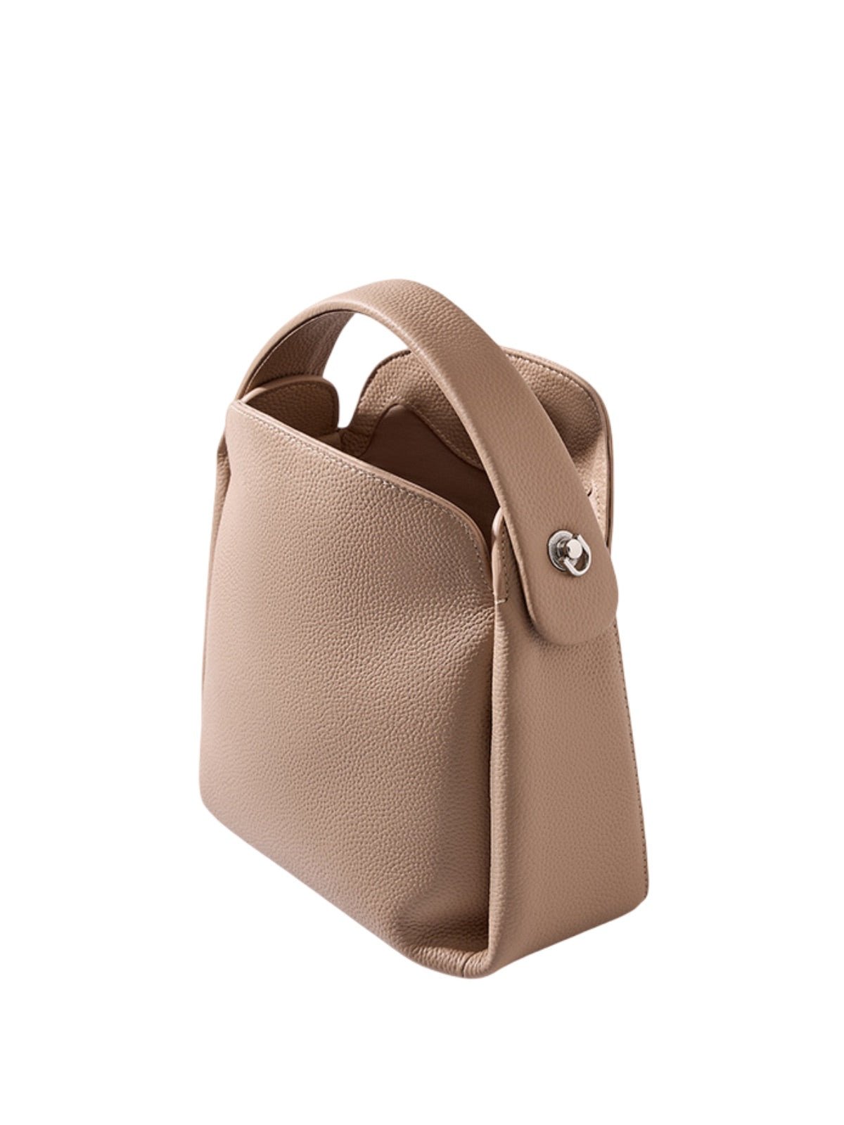 Sac à main en cuir souple femme, sac bandoulière cuir grainé, sac à main moyen format, look moderne et original, modèle Kéfrine - Sac à main - Beige