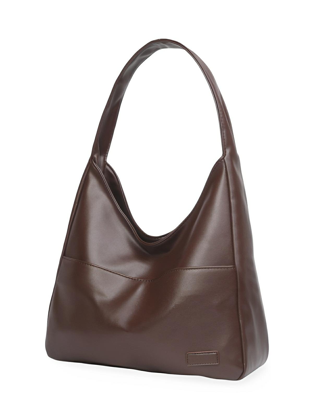 Sac à main en simili vegan, élégant et tendance, style hobo, modèle Cécile - Sac à main - Café