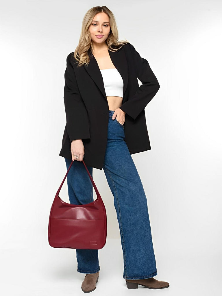 Sac à main en simili vegan, élégant et tendance, style hobo, modèle Cécile - Sac à main - Rouge