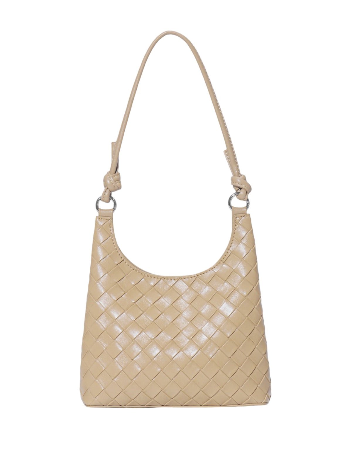 Sac à main épaule cuir tressé, bandoulière réglable, format compact, fermeture magnétique, look minimaliste, modèle Jessica - Sac à main - Beige