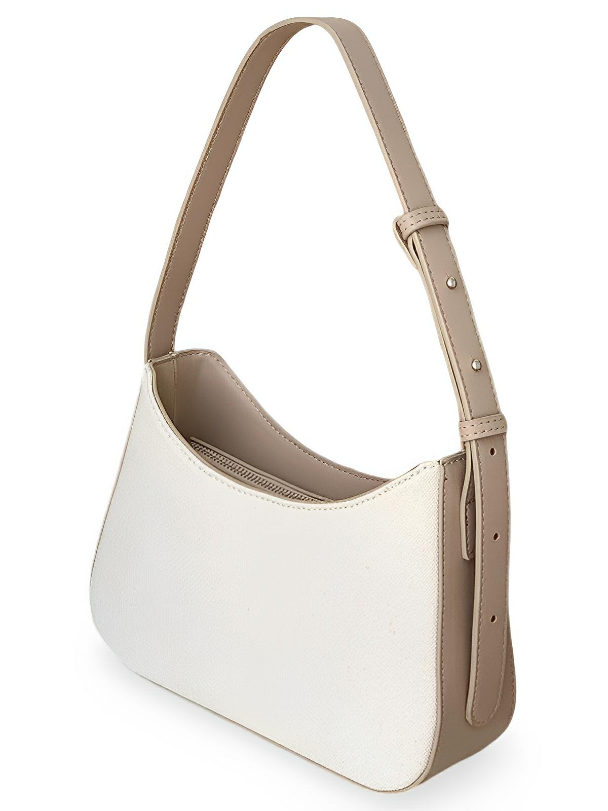 Sac à main épaule en toile, design minimaliste, bandoulière ajustable, fermeture zippée, modèle Clara - Sac à main - Beige
