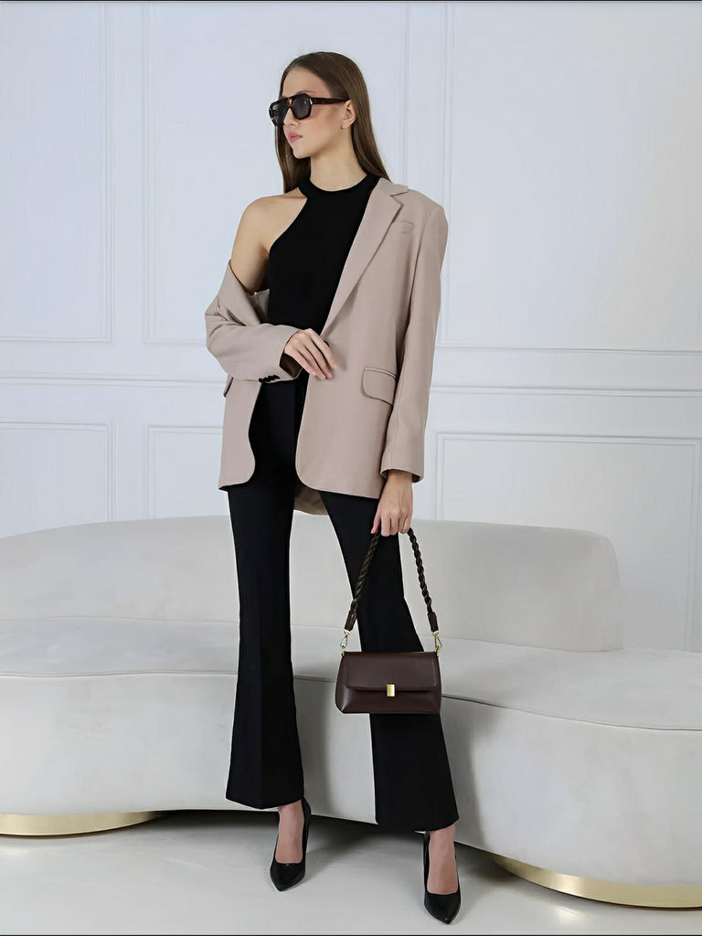 Sac à main femme, à épaule en simili vegan, bandoulière, vintage rectangulaire, quotidien chic, modèle Patricia - Sac à main - Café