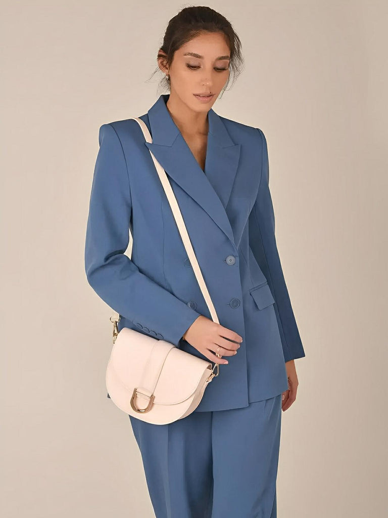 Sac à main femme compact, simili vegan, boucle décorative, pratique et tendance, modèle Kitty - Sac Bandoulière - Blanc