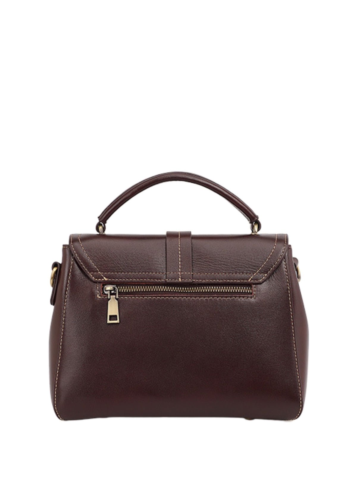 Sac à main femme cuir, bandoulière amovible, format compact, rabat magnétique, design vintage, modèle Junissa - Sac à main - Café