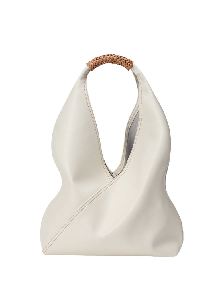 Sac à main femme cuir souple, grand sac seau, hobo porté épaule, sac tressé tendance, sac cabas grande capacité, sac moderne y2k, modèle Tisao - Sac à main - Blanc