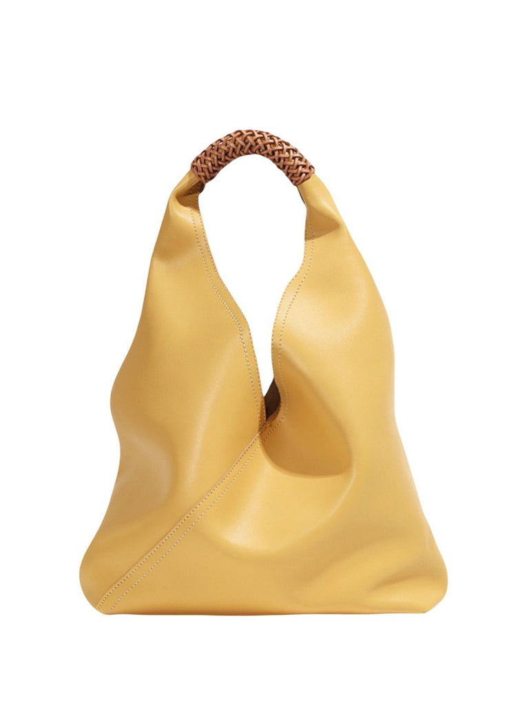 Sac à main femme cuir souple, grand sac seau, hobo porté épaule, sac tressé tendance, sac cabas grande capacité, sac moderne y2k, modèle Tisao - Sac à main - Jaune