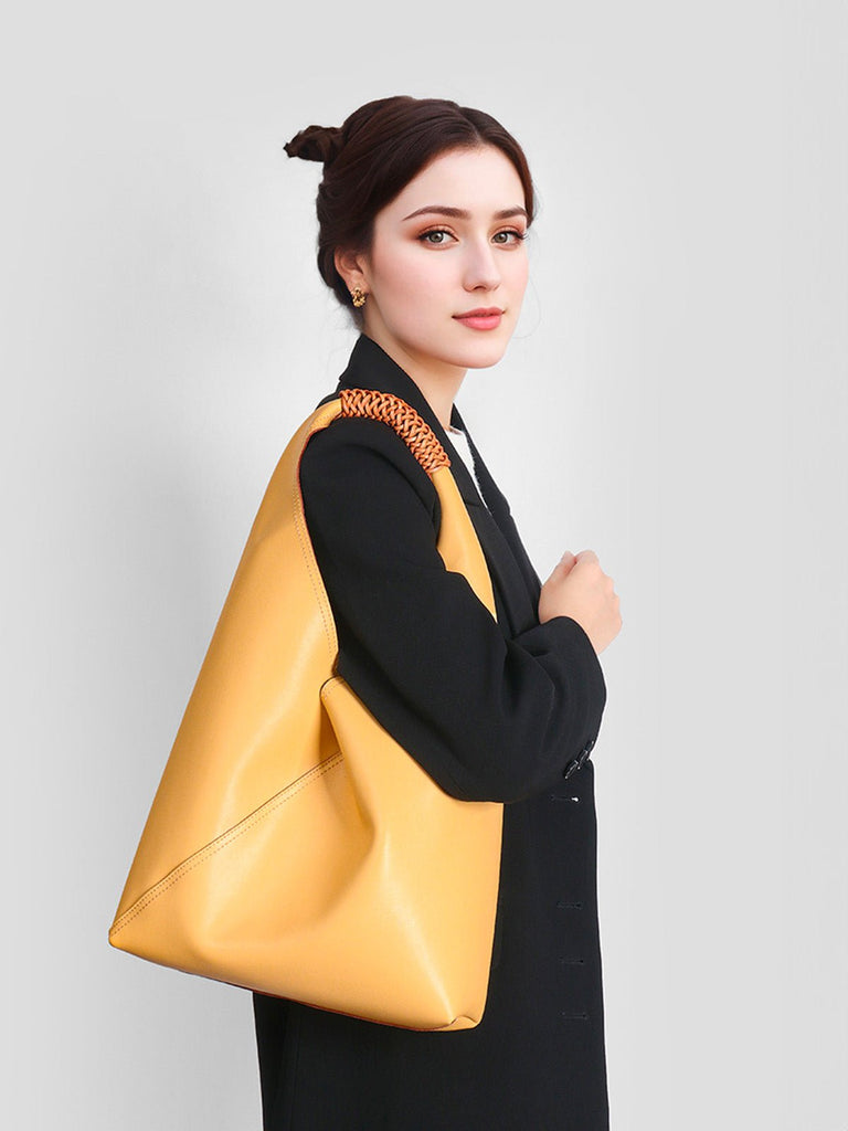 Sac à main femme cuir souple, grand sac seau, hobo porté épaule, sac tressé tendance, sac cabas grande capacité, sac moderne y2k, modèle Tisao - Sac à main - Bleu