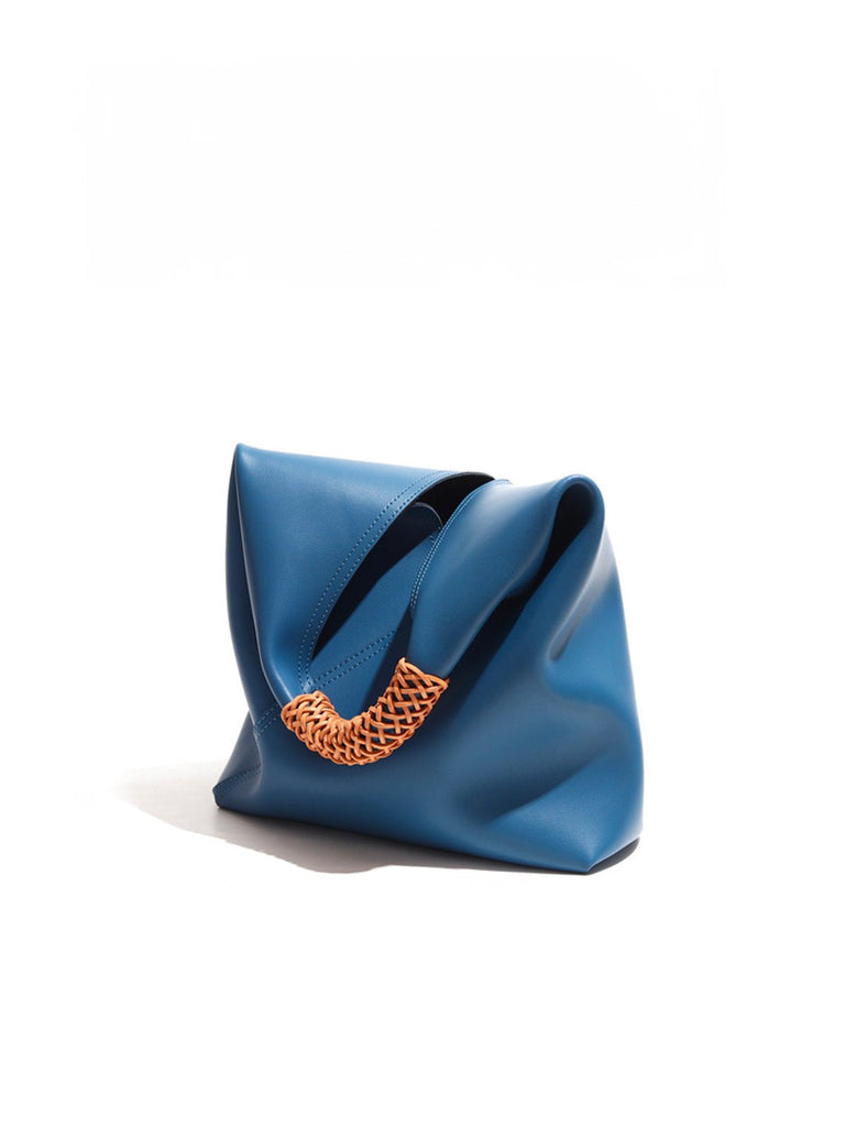 Sac à main femme cuir souple, grand sac seau, hobo porté épaule, sac tressé tendance, sac cabas grande capacité, sac moderne y2k, modèle Tisao - Sac à main - Bleu