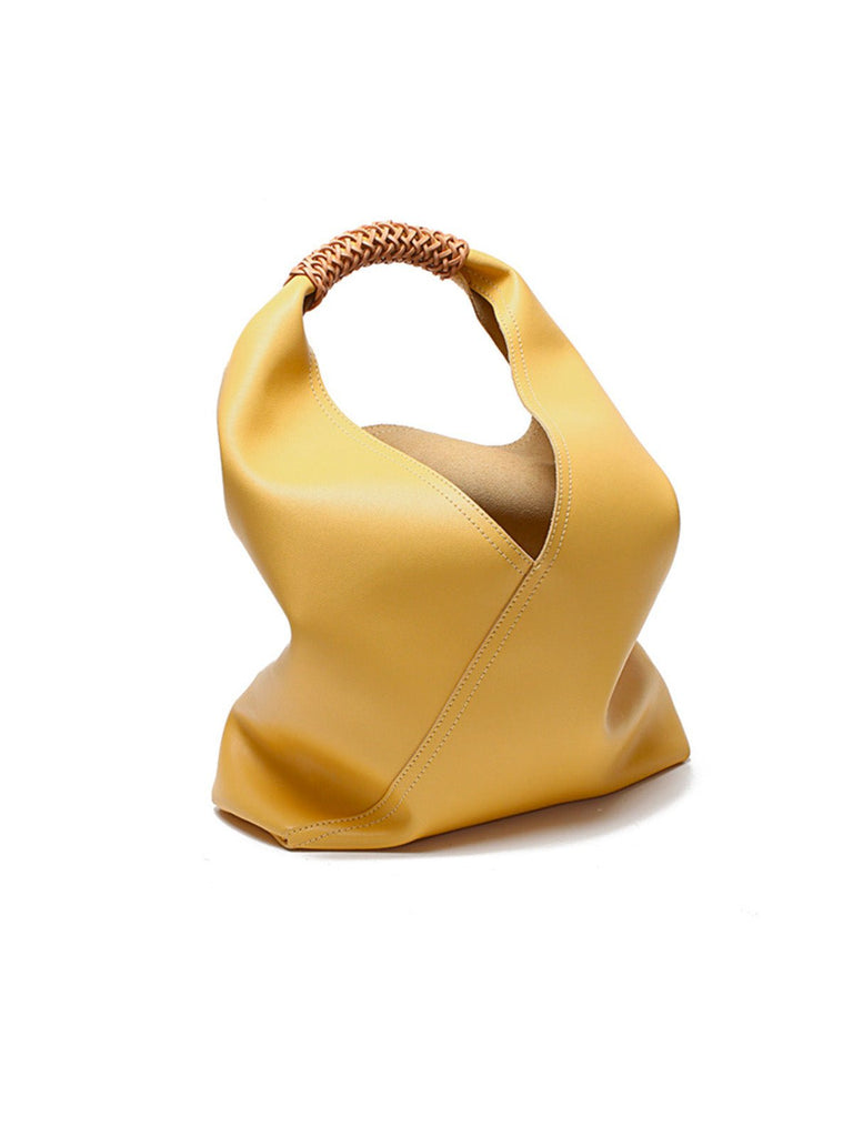 Sac à main femme cuir souple, grand sac seau, hobo porté épaule, sac tressé tendance, sac cabas grande capacité, sac moderne y2k, modèle Tisao - Sac à main - Jaune