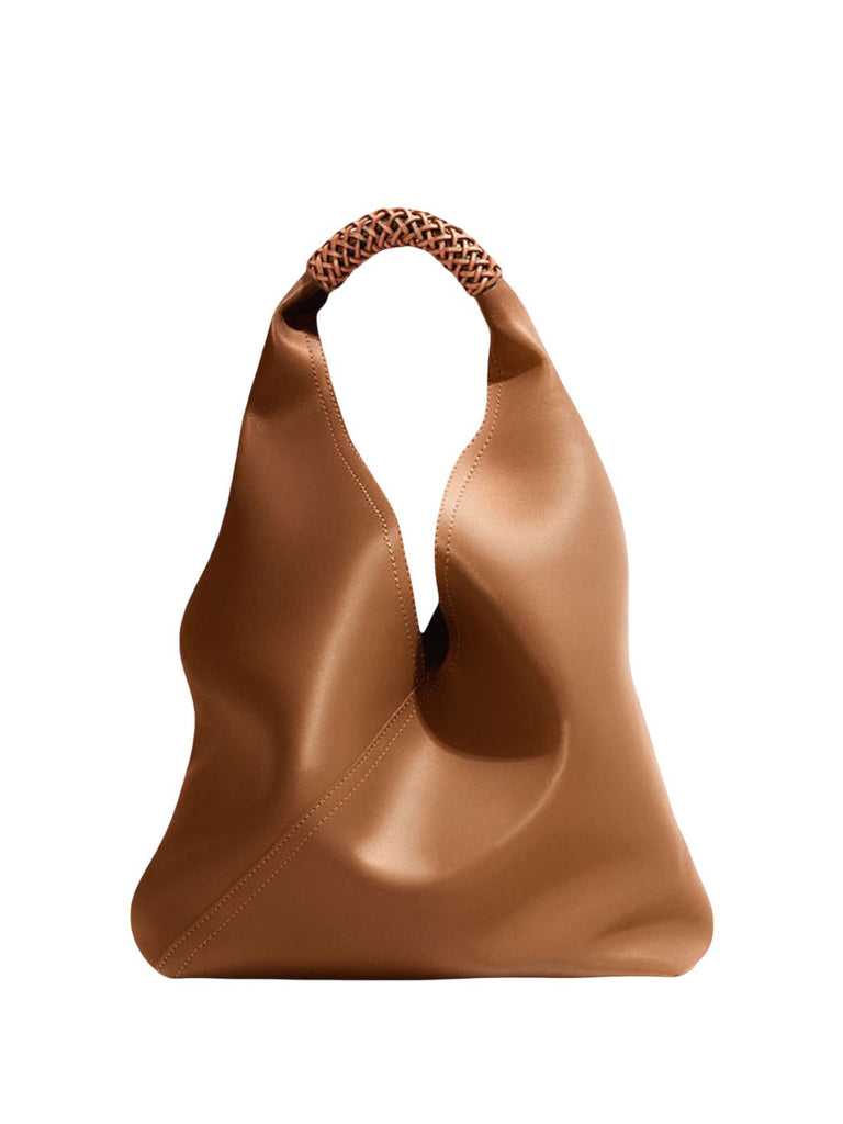Sac à main femme cuir souple, grand sac seau, hobo porté épaule, sac tressé tendance, sac cabas grande capacité, sac moderne y2k, modèle Tisao - Sac à main - Marron