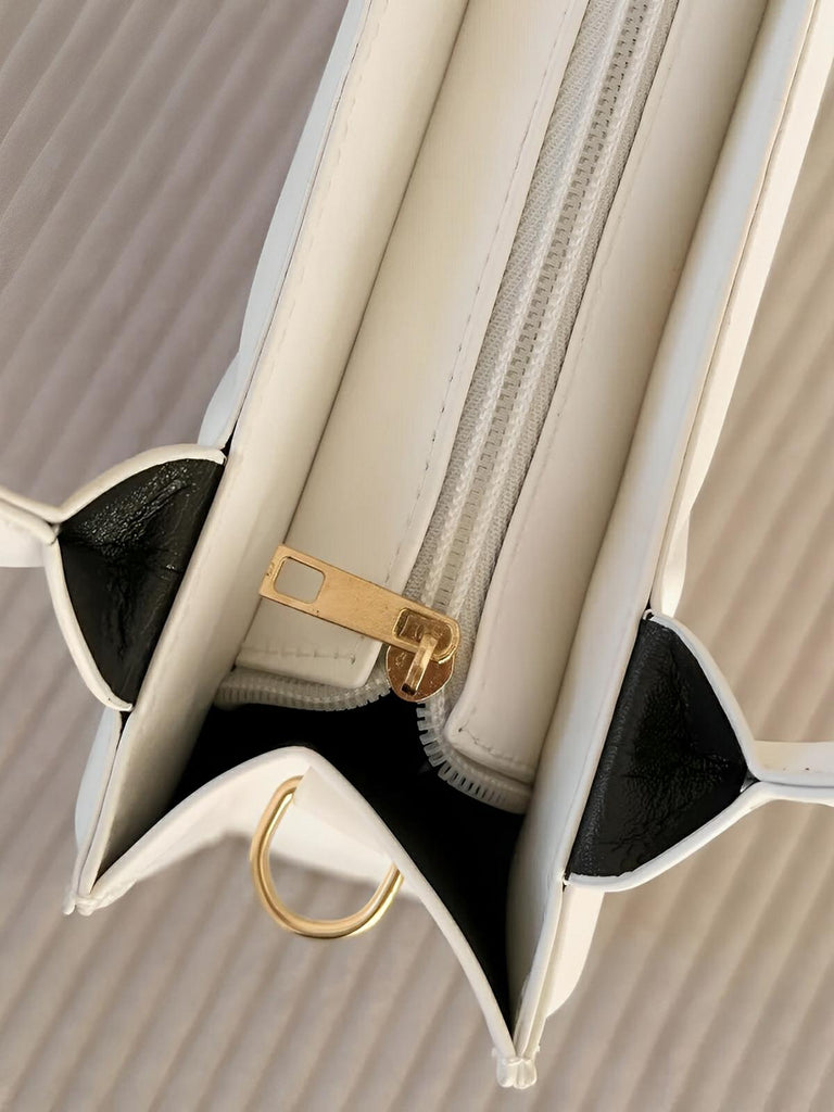 Sac à main femme, design matelassé, porté main et bandoulière, simili vegan, compact et moderne, modèle Hanna - Sac à main - Blanc