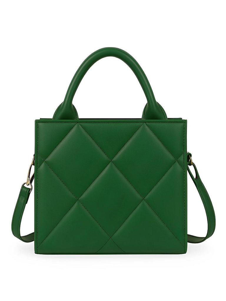 Sac à main femme, design matelassé, porté main et bandoulière, simili vegan, compact et moderne, modèle Hanna - Sac à main - Vert