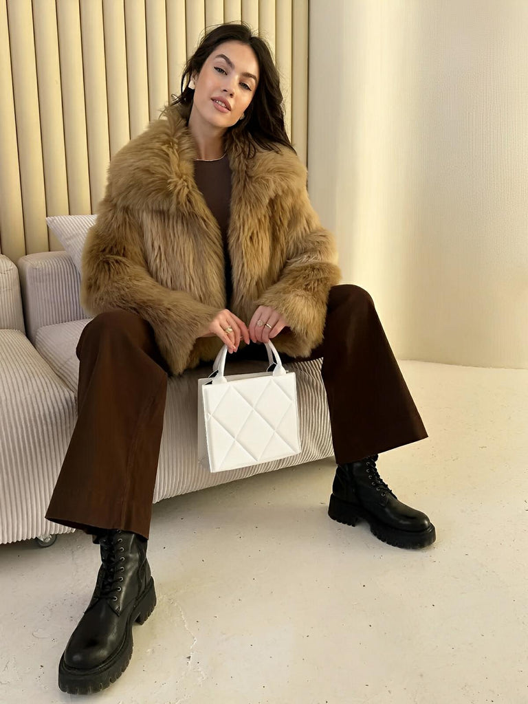 Sac à main femme, design matelassé, porté main et bandoulière, simili vegan, compact et moderne, modèle Hanna - Sac à main - Blanc