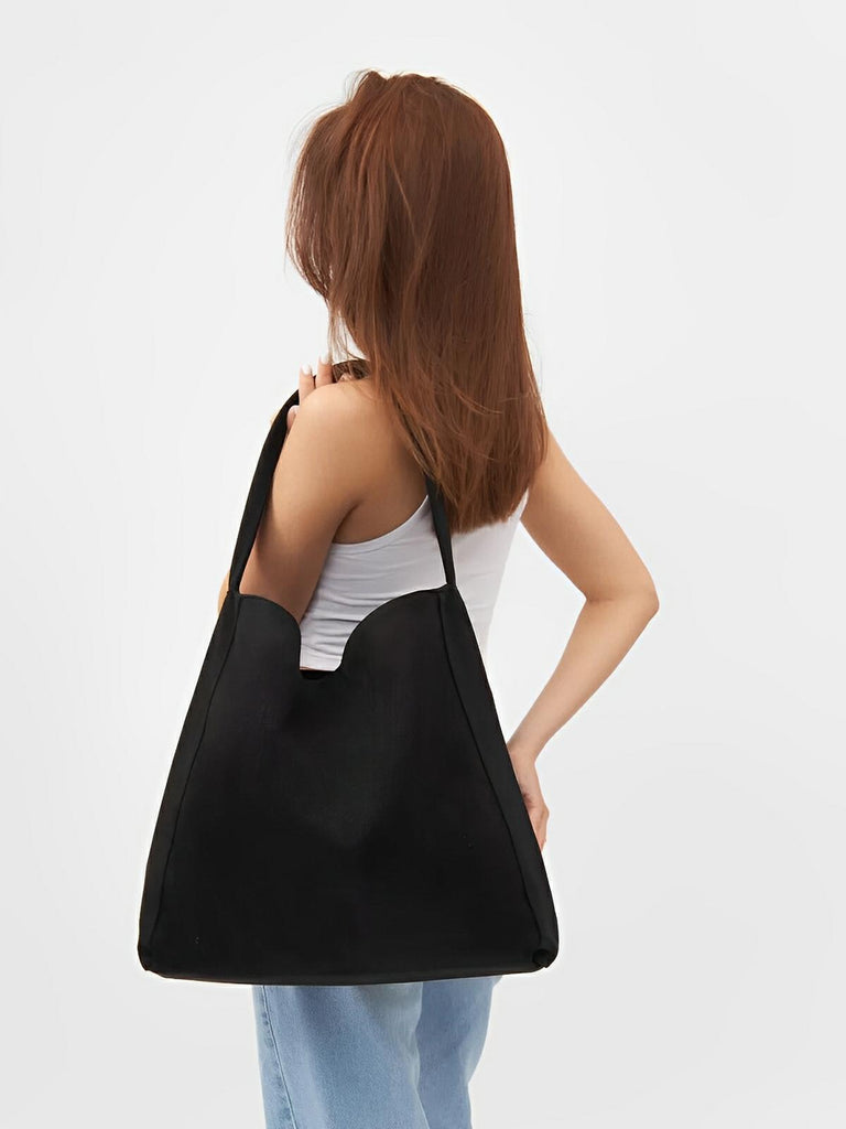 Sac à main femme, grand cabas en suédine, style urbain, polyvalent et tendance, modèle Caroline - Sac à main - Noir