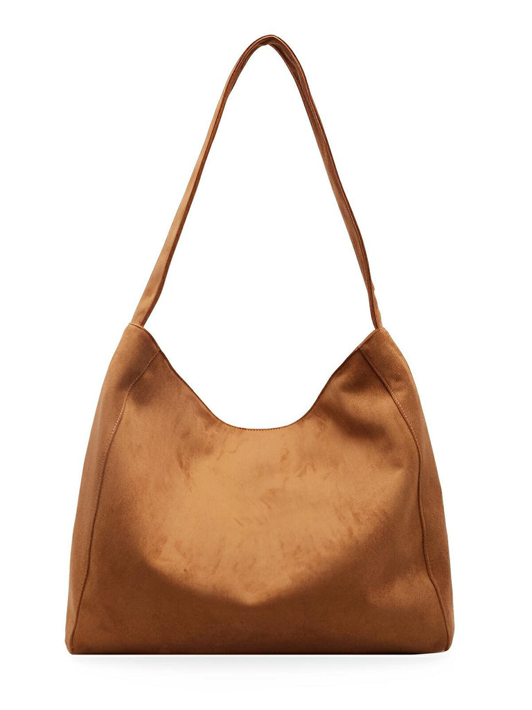 Sac à main femme, grand cabas en suédine, style urbain, polyvalent et tendance, modèle Caroline - Sac à main - Marron