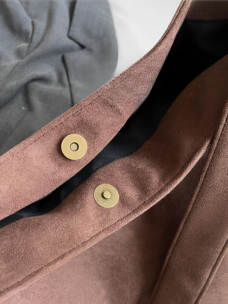 Sac à main femme, grand cabas en suédine, style urbain, polyvalent et tendance, modèle Caroline - Sac à main - Café