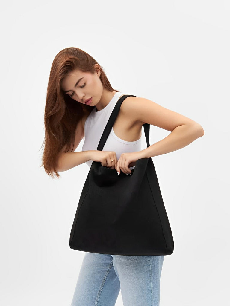 Sac à main femme, grand cabas en suédine, style urbain, polyvalent et tendance, modèle Caroline - Sac à main - Noir