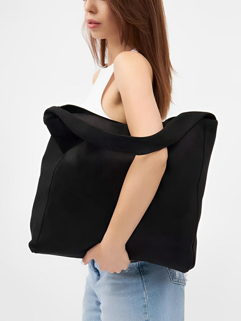 Sac à main femme, grand cabas en suédine, style urbain, polyvalent et tendance, modèle Caroline - Sac à main - Noir