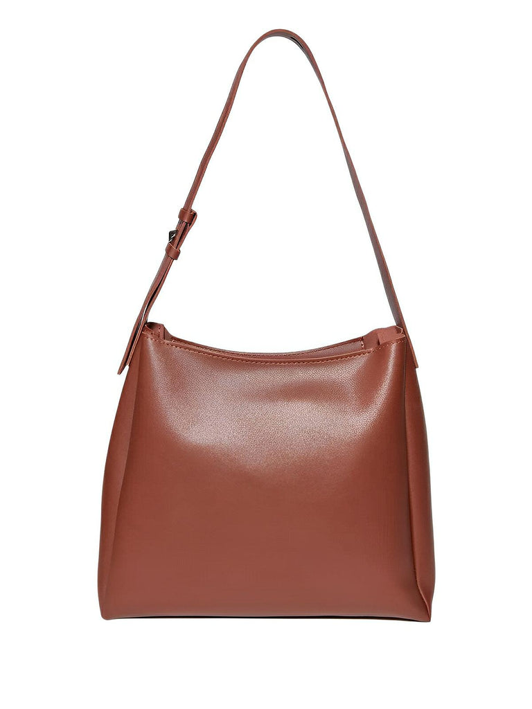 Sac à main, femme, grand format, cabas simili vegan, avec pochette incluse, modèle Fanny - Sac à main - Marron
