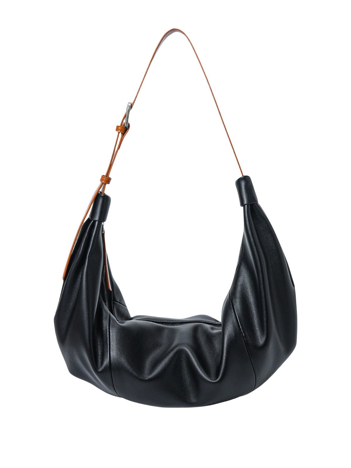 Sac à main hobo cuir souple, sac épaule femme, sac cabas dumpling, sac noir ou jaune, sac design tendance, modèle Ulina - Sac à main - Noir