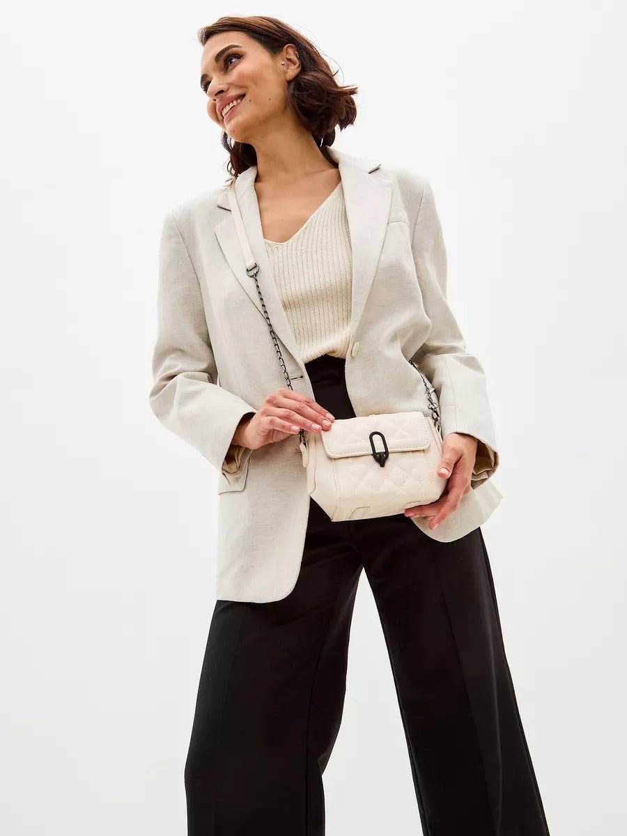 Sac à main matelassé femme, chaîne métal, porté épaule, simili vegan, style tendance, fermeture sécurisée, modèle Lucresse - Sac à main - Blanc
