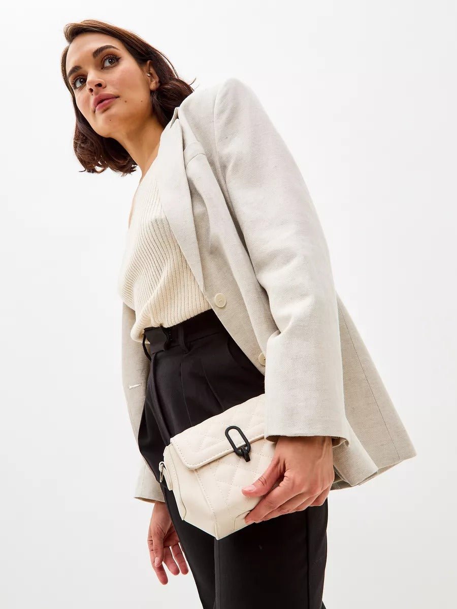 Sac à main matelassé femme, chaîne métal, porté épaule, simili vegan, style tendance, fermeture sécurisée, modèle Lucresse - Sac à main - Blanc
