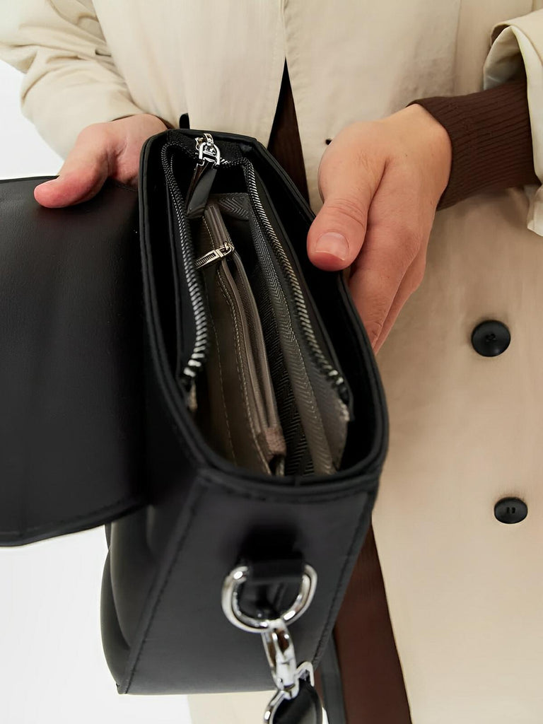 Sac à main matelassé femme, chaîne noire, porté épaule et bandoulière, compact, tendance, modèle Francia - Sac à main - Noir