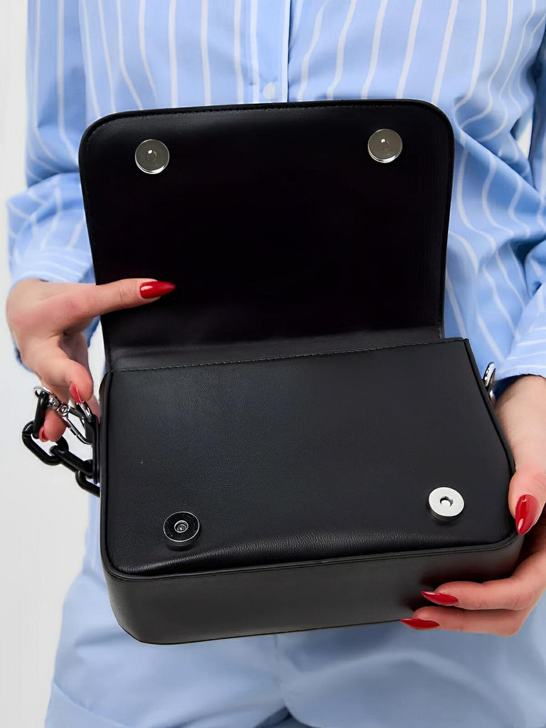 Sac à main matelassé femme, chaîne noire, porté épaule et bandoulière, compact, tendance, modèle Francia - Sac à main - Noir