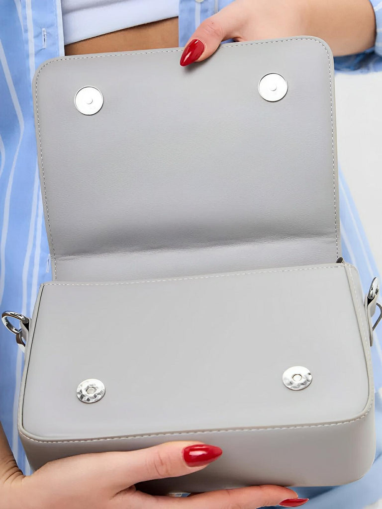 Sac à main matelassé femme, chaîne noire, porté épaule et bandoulière, compact, tendance, modèle Francia - Sac à main - Gris